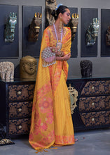 Cargar imagen en el visor de la galería, Cyber Yellow Handloom Woven Dual Tone Organza Silk Saree with Sequins Work