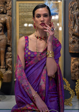 Carica l'immagine nel visualizzatore Galleria,Eminence Purple Handloom Woven Dual Tone Organza Silk Saree with Sequins Work