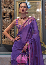 Carica l'immagine nel visualizzatore Galleria,Eminence Purple Handloom Woven Dual Tone Organza Silk Saree with Sequins Work