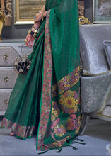 Carica l'immagine nel visualizzatore Galleria,Dark Green Handloom Woven Dual Tone Organza Silk Saree with Sequins Work