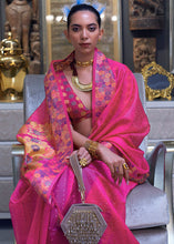 Load image into Gallery viewer, Rose Pink Handloom Woven Dual Tone Organza Silk Saree with Sequins Work