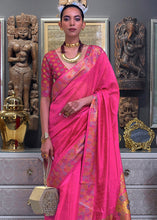 Load image into Gallery viewer, Rose Pink Handloom Woven Dual Tone Organza Silk Saree with Sequins Work