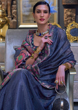 Load image into Gallery viewer, Midnight Blue Handloom Woven Dual Tone Organza Silk Saree with Sequins Work