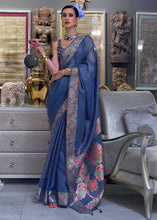 Load image into Gallery viewer, Midnight Blue Handloom Woven Dual Tone Organza Silk Saree with Sequins Work