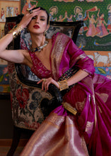 Carica l'immagine nel visualizzatore Galleria,Lollipop Purple Handloom Woven Dual Tone Organza Silk Saree with Sequins Work