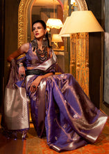 Load image into Gallery viewer, Electric Purple Two Tone Handloom Woven Organza Silk Saree