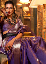 Load image into Gallery viewer, Electric Purple Two Tone Handloom Woven Organza Silk Saree