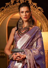 Load image into Gallery viewer, Electric Purple Two Tone Handloom Woven Organza Silk Saree
