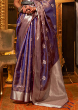 Load image into Gallery viewer, Electric Purple Two Tone Handloom Woven Organza Silk Saree
