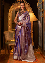 Load image into Gallery viewer, Electric Purple Two Tone Handloom Woven Organza Silk Saree