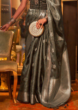 Load image into Gallery viewer, Ash Grey Two Tone Handloom Woven Organza Silk Saree