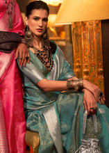 Load image into Gallery viewer, Dynasty Green Two Tone Handloom Woven Organza Silk Saree