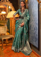 Load image into Gallery viewer, Dynasty Green Two Tone Handloom Woven Organza Silk Saree