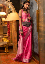 Load image into Gallery viewer, Rose Pink Two Tone Handloom Woven Organza Silk Saree