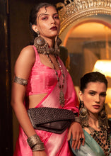 Load image into Gallery viewer, Rose Pink Two Tone Handloom Woven Organza Silk Saree