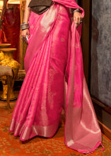 Load image into Gallery viewer, Rose Pink Two Tone Handloom Woven Organza Silk Saree