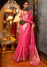 Load image into Gallery viewer, Rose Pink Two Tone Handloom Woven Organza Silk Saree
