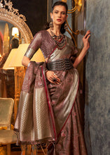 Load image into Gallery viewer, Chestnut Brown Two Tone Handloom Woven Organza Silk Saree
