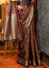 Load image into Gallery viewer, Chestnut Brown Two Tone Handloom Woven Organza Silk Saree