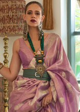 Carica l'immagine nel visualizzatore Galleria,Lilac Purple Woven Satin Tissue Silk Saree