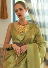 Load image into Gallery viewer, Shades Of Green Woven Satin Tissue Silk Saree