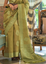 Load image into Gallery viewer, Shades Of Green Woven Satin Tissue Silk Saree