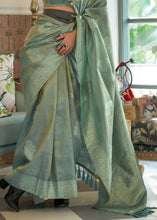 Load image into Gallery viewer, Shades Of Blue Woven Satin Tissue Silk Saree
