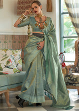 Load image into Gallery viewer, Shades Of Blue Woven Satin Tissue Silk Saree