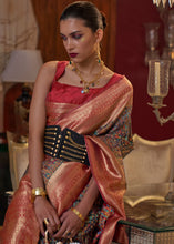 Load image into Gallery viewer, Midnight Black Kashmiri Jamawar Woven Silk Saree