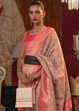 Load image into Gallery viewer, Peach Pink Kashmiri Jamawar Woven Silk Saree