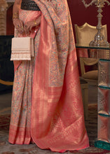 Load image into Gallery viewer, Peach Pink Kashmiri Jamawar Woven Silk Saree