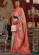 Load image into Gallery viewer, Peach Pink Kashmiri Jamawar Woven Silk Saree