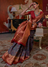 Load image into Gallery viewer, Navy Blue Kashmiri Jamawar Woven Silk Saree
