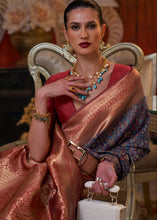 Load image into Gallery viewer, Navy Blue Kashmiri Jamawar Woven Silk Saree