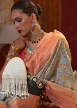 Load image into Gallery viewer, Powder Blue Kashmiri Jamawar Woven Silk Saree