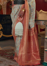 Load image into Gallery viewer, Powder Blue Kashmiri Jamawar Woven Silk Saree