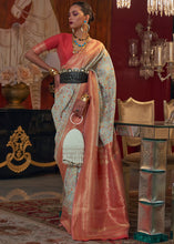 Load image into Gallery viewer, Powder Blue Kashmiri Jamawar Woven Silk Saree