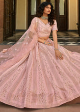 Laden Sie das Bild in den Galerie-Viewer, Baby Pink Organza Lehenga with Zari,Thread &amp; Sequins work