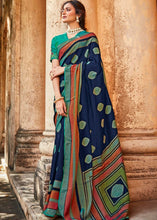 Load image into Gallery viewer, Navy Blue Soft Silk Saree with Embroidered Blouse