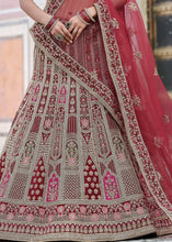 Laden Sie das Bild in den Galerie-Viewer, Maroon Red Velvet Lehenga Choli Having Heavy Embroidery &amp; Hand work: Bridal Edition