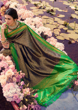 Load image into Gallery viewer, Navy Blue Woven Kanjivaram Silk Saree With Contrast Border &amp; Pallu