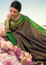 Load image into Gallery viewer, Navy Blue Woven Kanjivaram Silk Saree With Contrast Border &amp; Pallu