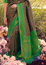 Load image into Gallery viewer, Navy Blue Woven Kanjivaram Silk Saree With Contrast Border &amp; Pallu