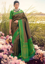 Load image into Gallery viewer, Navy Blue Woven Kanjivaram Silk Saree With Contrast Border &amp; Pallu