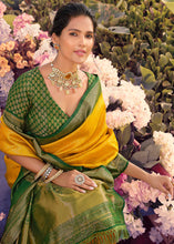 Load image into Gallery viewer, Mustard Yellow Woven Kanjivaram Silk Saree With Contrast Border &amp; Pallu