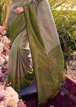 Load image into Gallery viewer, Seal Grey Woven Kanjivaram Silk Saree With Contrast Border &amp; Pallu