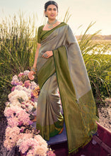 Load image into Gallery viewer, Seal Grey Woven Kanjivaram Silk Saree With Contrast Border &amp; Pallu