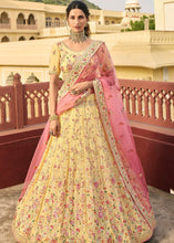 Laden Sie das Bild in den Galerie-Viewer, Daffodil Yellow Lehenga Choli with Zari, Dori,  Swarvoski, Thread &amp; Zarkan work