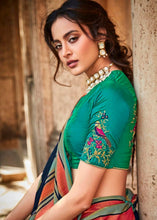 Load image into Gallery viewer, Navy Blue Soft Silk Saree with Embroidered Blouse