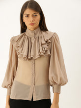 Load image into Gallery viewer, High Neck ruffle blouse